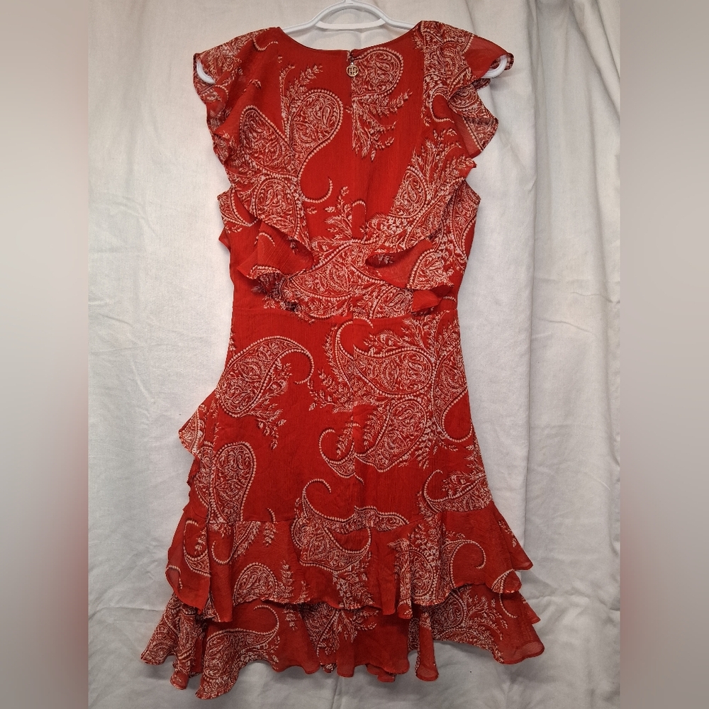 Tommy Hilfiger Red Paisley Ruffle Midi Dress - Picture 3 of 4
